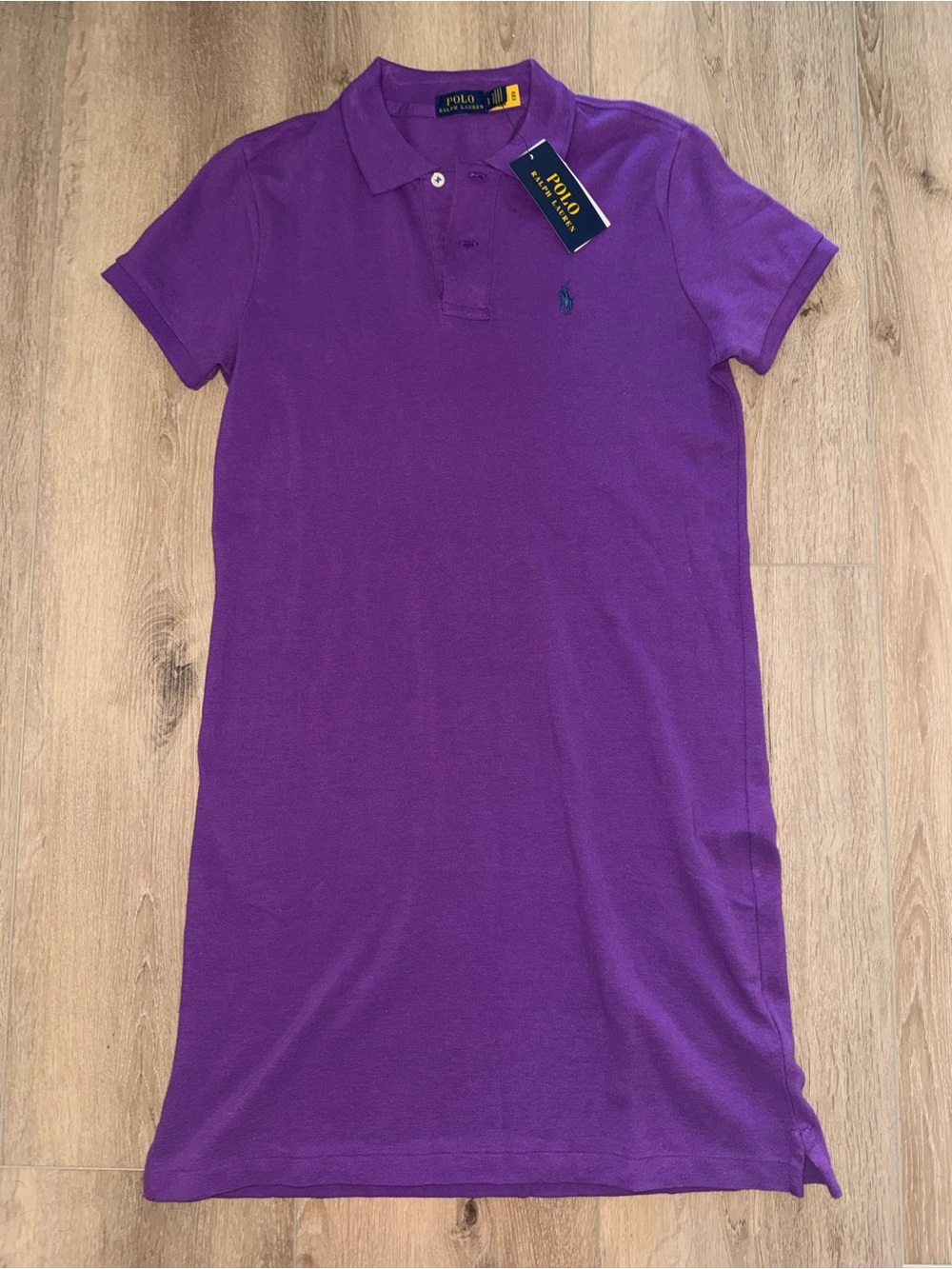 NWT Polo Ralph Lauren Paloma Purple Pique Cotton Mesh Pony Collared Dress Small